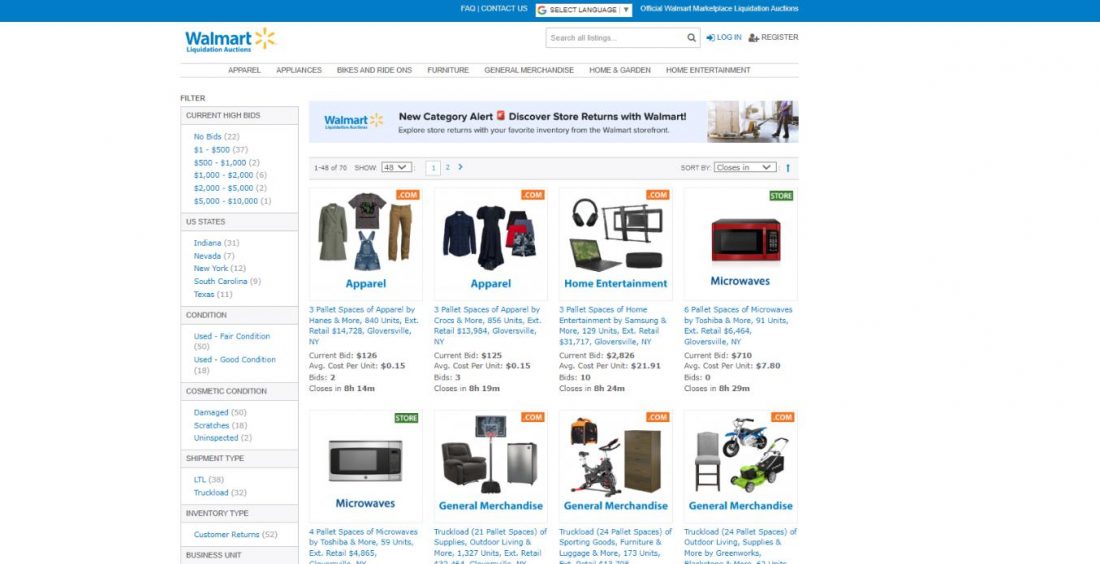 Walmart Liquidation Auctions