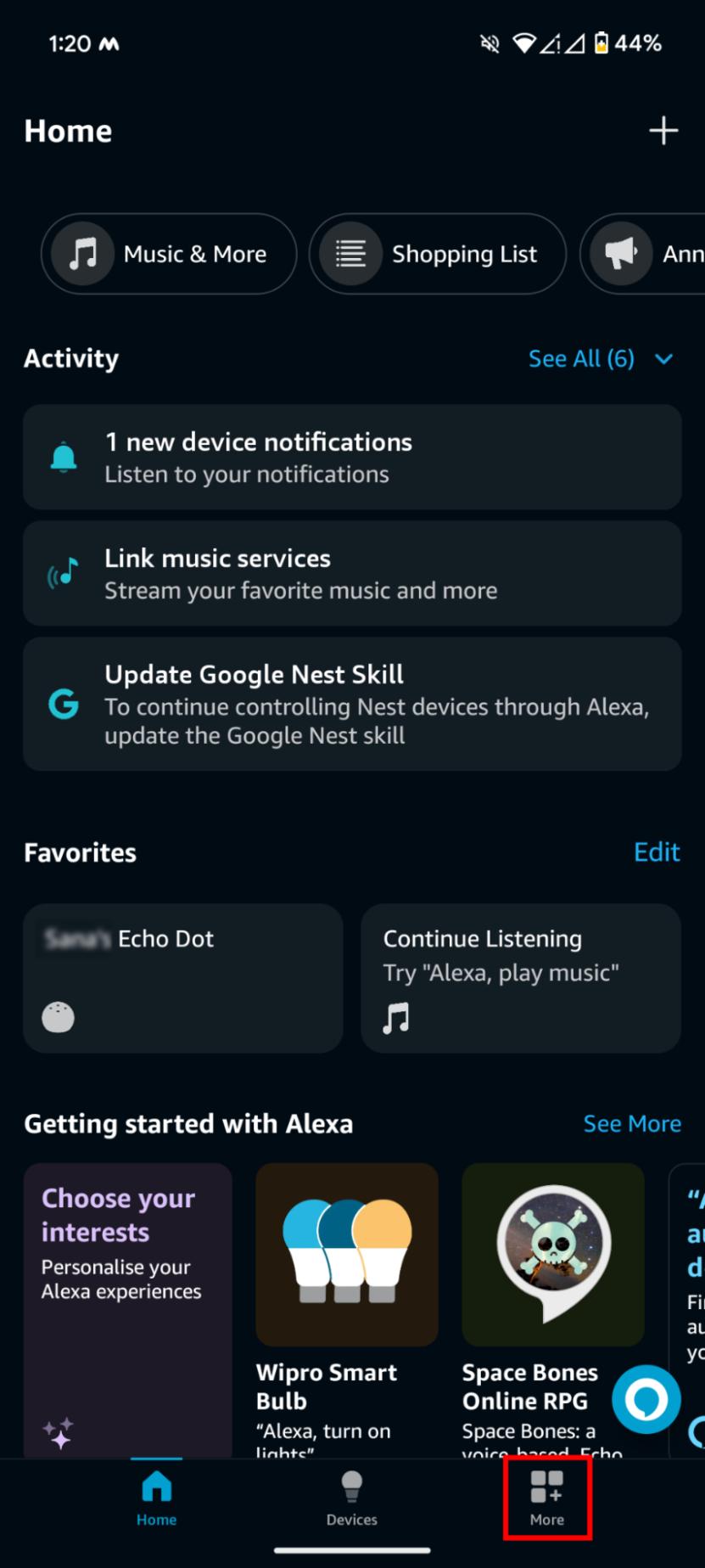 Launch the Alexa app