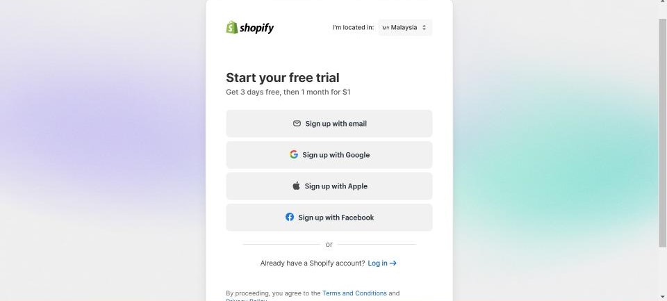 Shopify Signup