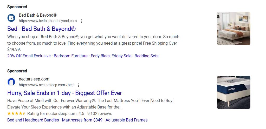 Search Native Ads example