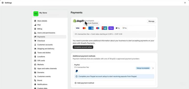 Shopify payment