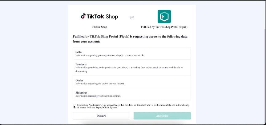 conditions set by the TikTok shop