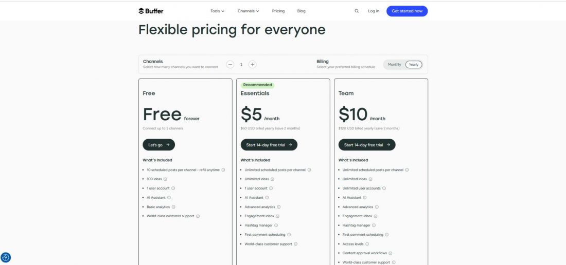 Buffer pricing